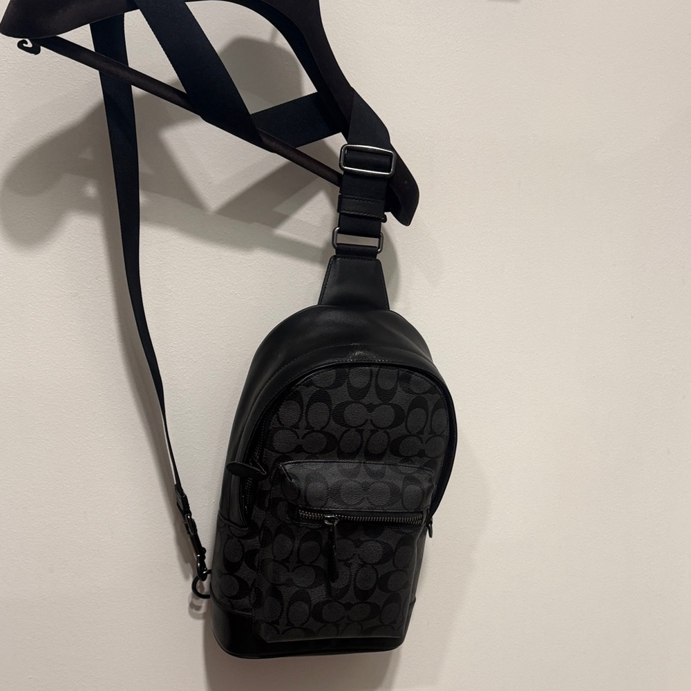 Coach Black Signature Mono Leather Sling Bag